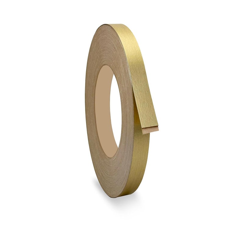 LEAFLEX Brushed Gold 1/2 inch x 25 ft PVC Edge Banding Peel Stick Tape Adhesive Metal Edging Veneer Furniture Aluminum Trim MDF Wood Cabinet Flexible Strip Molding Laminate Shelf Countertop Formica Plywood - Image 1